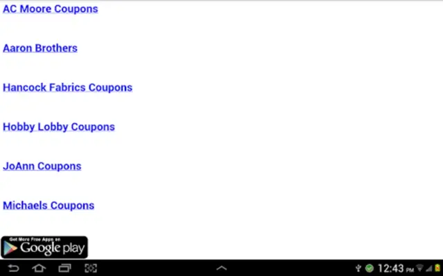 Arts and Crafts Coupons android App screenshot 2